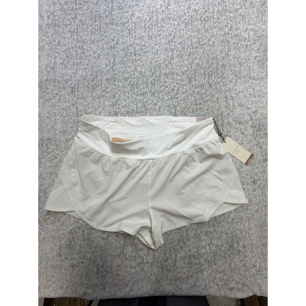 CALIA Kick It Up Performance Shorts Womens XL Pure White Mid Rise 3" Inseam NEW